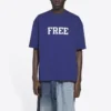 Tricou cu mâneci scurte retro Balenciaga FW21 pentru bărbați, albastru marin 612966TKVD33967