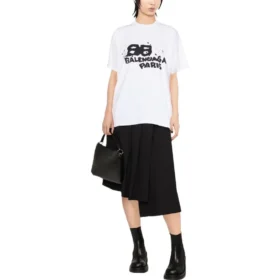 Tricou cu pictogramă BB Icon desenată manual, croială medie, „Alb” 612965TNVN49040