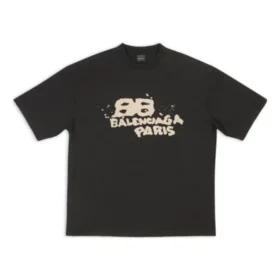 Tricou cu pictogramă BB Icon desenată manual, croială medie, „Negru” 612966TNVN41059