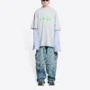 Tricou cu straturi și logo Slime „Grey” 671401TLVF11203