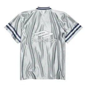 Tricou de fotbal 3B cu guler în V, lucios, oversized „Gri-Alb” 857113TTVQ71461