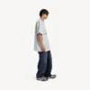 Tricou de fotbal pentru bărbați 3b cu guler în V, croială oversized, în culorile gri/alb