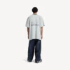 Tricou de fotbal pentru bărbați 3b cu guler în V, croială oversized, în culorile gri/alb