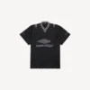 Tricou de fotbal pentru bărbați 3b cu guler în V, oversized, în negru/antracit