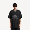 Tricou de fotbal pentru bărbați 3b cu guler în V, oversized, în negru/antracit