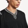 Tricou de fotbal pentru bărbați 3b cu guler în V, oversized, în negru/antracit
