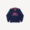 Tricou de fotbal pentru bărbați 3b, cu mâneci lungi și guler în V, în culoarea albastru închis/roșu