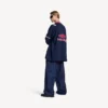 Tricou de fotbal pentru bărbați 3b, cu mâneci lungi și guler în V, în culoarea albastru închis/roșu