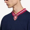 Tricou de fotbal pentru bărbați 3b, cu mâneci lungi și guler în V, în culoarea albastru închis/roșu