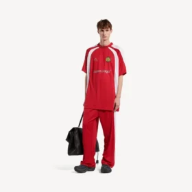 Tricou de fotbal pentru bărbați, oversized, de culoare roșie