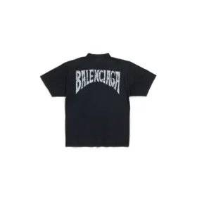 Tricou desenat manual, croială medie „Black Faded” 764235TPVU41569