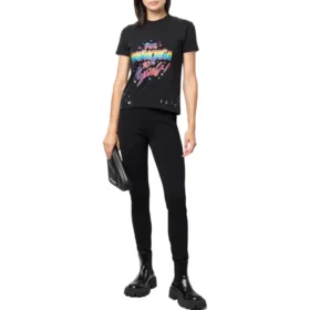Tricou din jersey cu grafică, croială mică, cu aspect uzat „Washed Black” 612964TMVH31055