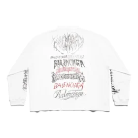 Tricou DIY din metal cu mâneci lungi, croială medie „Alb Negru Roșu” 699191TPVO29065