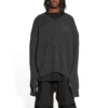 Tricou hibrid cu guler în V „Anthracite Black White” 704271T41301163
