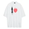Tricou I Love, croială largă „White” 744439TOVH39081