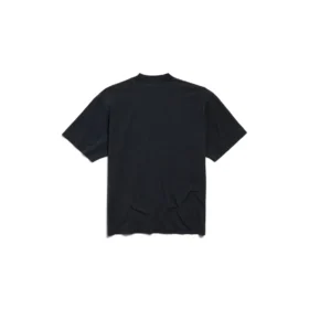 Tricou I Love Paris & Balenciaga, croială medie, „Black Faded” 764235TRVU91041