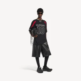 Tricou oversized pentru bărbați Balenciaga | colaborare cu NBA, în negru/multicolor