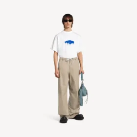 Tricou oversized pentru bărbați „Wet Brush”, de culoare albă