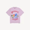 Tricou oversized pentru femei, în stil surfer vintage, de culoare roz vechi