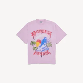 Tricou oversized pentru femei, în stil surfer vintage, de culoare roz vechi