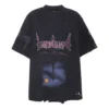 Tricou Paris Moon cu imprimeu inversat, oversized „Black Faded” 698811TOVT31055