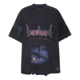 Tricou Paris Moon cu imprimeu inversat, oversized „Black Faded” 698811TOVT31055