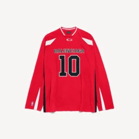 Tricou pentru bărbați Balenciaga | colaborare NBA, cu mâneci lungi și croială oversized, în roșu/multicolor