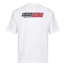 Tricou pentru bărbați Balenciaga cu guler rotund și mâneci scurte, alb 612966TIVD19000