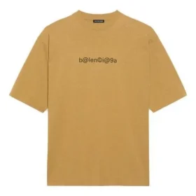Tricou pentru bărbați Balenciaga cu guler rotund, imprimeu cu litere și mâneci scurte, de culoare kaki 620969TIV509605