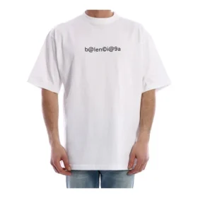 Tricou pentru bărbați Balenciaga cu guler rotund, imprimeu cu litere, mânecă scurtă, alb 620969TIV509040 Tricou pentru bărbați Balenciaga cu guler rotund, imprimeu cu litere, mânecă scurtă, alb 620969TIV509040