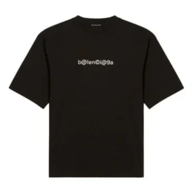 Tricou pentru bărbați Balenciaga cu guler rotund, imprimeu cu litere, mânecă scurtă, negru 620969TIV501070 Tricou pentru bărbați Balenciaga cu guler rotund, imprimeu cu litere, mânecă scurtă, negru 620969TIV501070