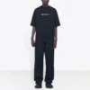 Tricou pentru bărbați Balenciaga cu guler rotund, imprimeu cu litere, mânecă scurtă, negru 620969TIV501070