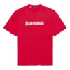 Tricou pentru bărbați Balenciaga cu imprimeu alfabetic, guler rotund, mâneci scurte, roșu 651795TKVB86295