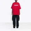 Tricou pentru bărbați Balenciaga cu imprimeu alfabetic, guler rotund, mâneci scurte, roșu 651795TKVB86295