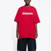 Tricou pentru bărbați Balenciaga cu imprimeu alfabetic, guler rotund, mâneci scurte, roșu 651795TKVB86295
