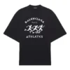 Tricou pentru bărbați Balenciaga cu imprimeu de alergare și logo, croială largă, mânecă scurtă, negru 641614TJVK61070