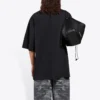 Tricou pentru bărbați Balenciaga cu imprimeu de alergare și logo, croială largă, mânecă scurtă, negru 641614TJVK61070