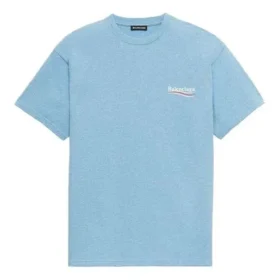 Tricou pentru bărbați Balenciaga cu imprimeu de Political Campaign, guler rotund, mânecă scurtă, albastru 570803TBV425840 Tricou pentru bărbați Balenciaga cu imprimeu de Political Campaign, guler rotund, mânecă scurtă, albastru 570803TBV425840