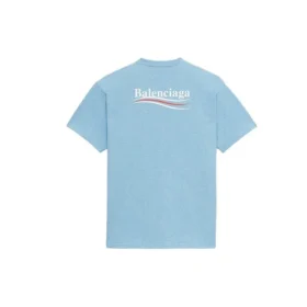 Tricou pentru bărbați Balenciaga cu imprimeu de Political Campaign, guler rotund, mânecă scurtă, albastru 570803TBV425840 Tricou pentru bărbați Balenciaga cu imprimeu de Political Campaign, guler rotund, mânecă scurtă, albastru 570803TBV425840