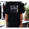 Tricou pentru bărbați Balenciaga cu imprimeu logo supradimensionat, stil retro, cu umeri coborâți și mâneci scurte, negru 620969TIVA11000