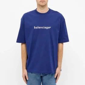Tricou pentru bărbați Balenciaga cu logo alfabet, mânecă scurtă, albastru 612966TIV541195 Tricou pentru bărbați Balenciaga cu logo alfabet, mânecă scurtă, albastru 612966TIV541195