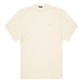 Tricou pentru bărbați Balenciaga cu logo brodat, guler rotund și mâneci scurte, alb cremos 641614TJV829757 Tricou pentru bărbați Balenciaga cu logo brodat, guler rotund și mâneci scurte, alb cremos 641614TJV829757
