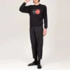 Tricou pentru bărbați Balenciaga cu logo, guler rotund și mâneci lungi, negru 583258TIV801000