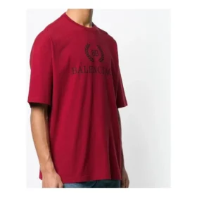 Tricou pentru bărbați Balenciaga cu logo, guler rotund și mâneci scurte, roșu 556148TDV516064 Tricou pentru bărbați Balenciaga cu logo, guler rotund și mâneci scurte, roșu 556148TDV516064