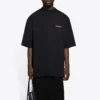 Tricou pentru bărbați Balenciaga cu logo sport retro, mânecă scurtă, negru 641614TJVL41000