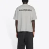 Tricou pentru bărbați Balenciaga FW21 cu imprimeu logo, stil retro, cu mânecă scurtă, gri 612966TIVG51167