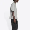 Tricou pentru bărbați Balenciaga FW21 cu imprimeu logo, stil retro, cu mânecă scurtă, gri 612966TIVG51167