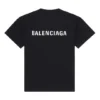 Tricou pentru bărbați Balenciaga FW21 cu imprimeu logo, stil retro, cu mânecă scurtă, negru 612966TIVG51070