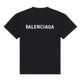 Tricou pentru bărbați Balenciaga FW21 cu imprimeu logo, stil retro, cu mânecă scurtă, negru 612966TIVG51070 Tricou pentru bărbați Balenciaga FW21 cu imprimeu logo, stil retro, cu mânecă scurtă, negru 612966TIVG51070