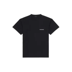 Tricou pentru bărbați Balenciaga FW21 cu imprimeu logo, stil retro, cu mânecă scurtă, negru 612966TIVG51070 Tricou pentru bărbați Balenciaga FW21 cu imprimeu logo, stil retro, cu mânecă scurtă, negru 612966TIVG51070